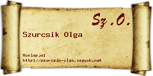 Szurcsik Olga névjegykártya